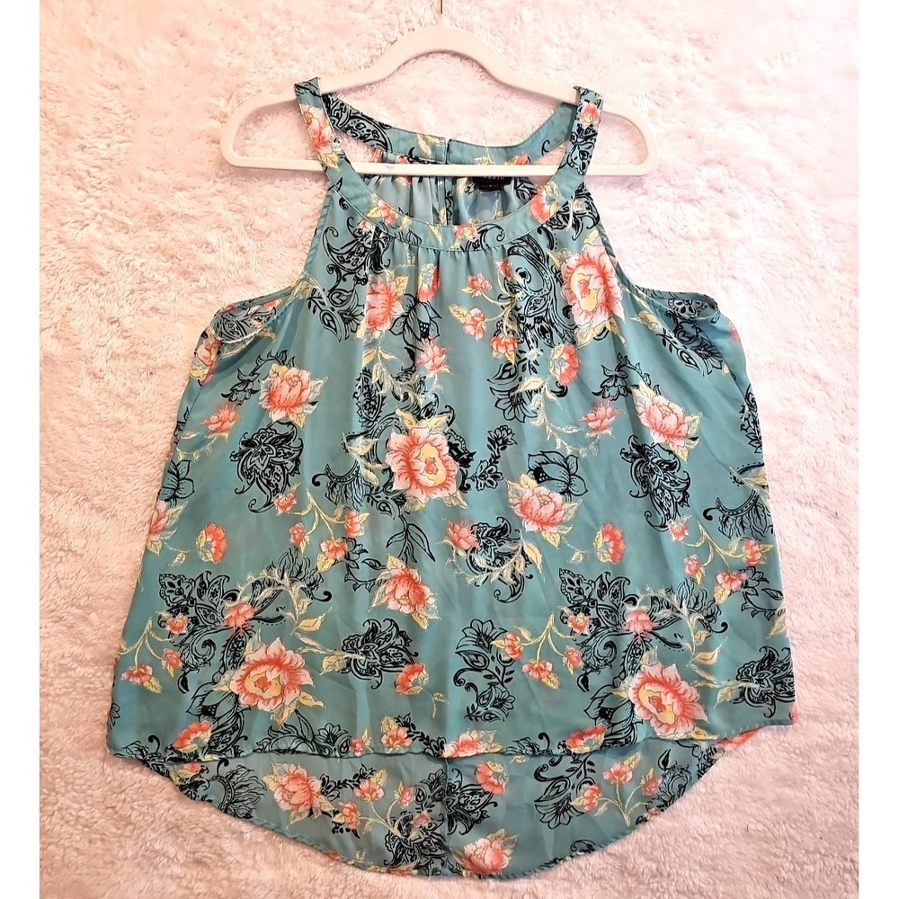 Torrid Size 2 Floral Sleeveless Top Hi-Lo Hem Georgette Material Cottagecor #682